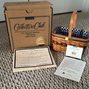 Longaberger Collectors Club Miniature Market Basket, Charter Member